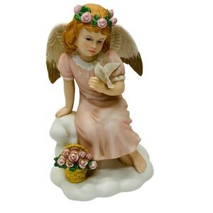 Home Interiors Angelic Peace Figurine Angel w/Dove Vintage 1999 Collectible
